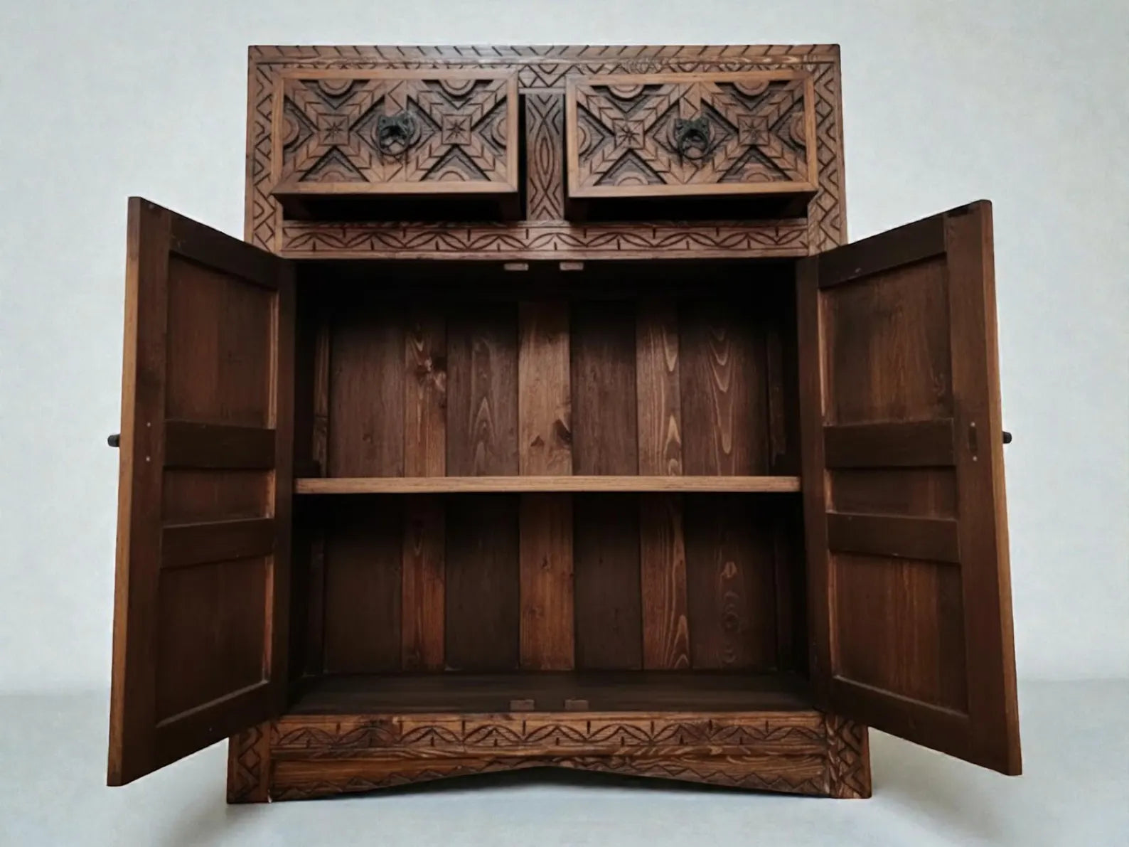 Hand-Carved Moroccan Solid Wood Armoire – Artisan Storage Cabinet, Made to Order