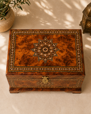 Large Moroccan Thuya Wood Chest – Handcrafted Inlaid Storage Box