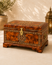 Large Moroccan Thuya Wood Chest – Handcrafted Inlaid Storage Box