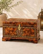 Large Moroccan Thuya Wood Chest – Handcrafted Inlaid Storage Box