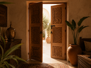 Hand-Carved Moroccan Thuya Wood Double Door – Custom Made