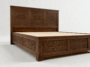 Hand-Carved Moroccan Luxury Wood Bed