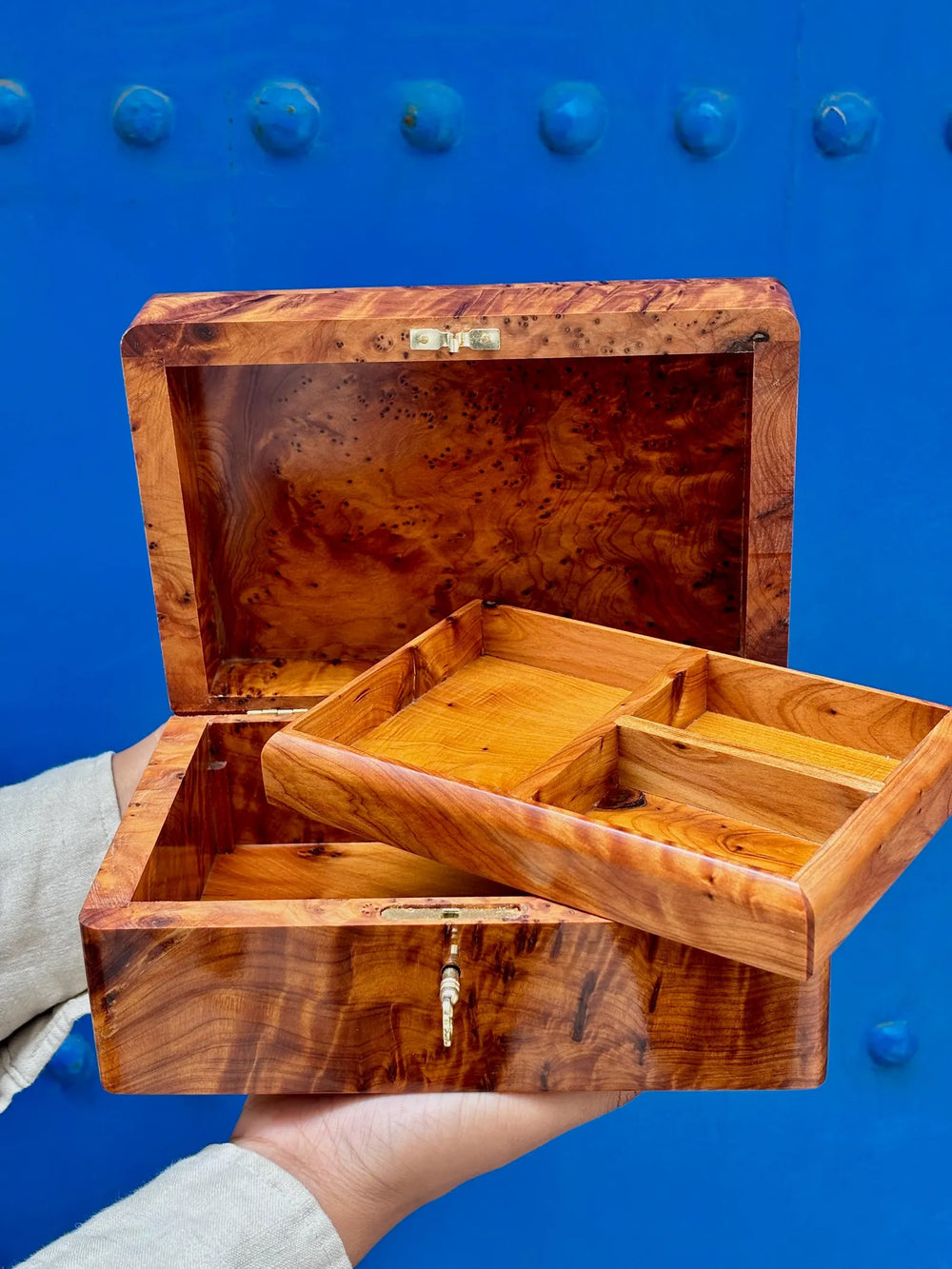 One-of-One Solid Thuya Burl Jewelry & Valet Box