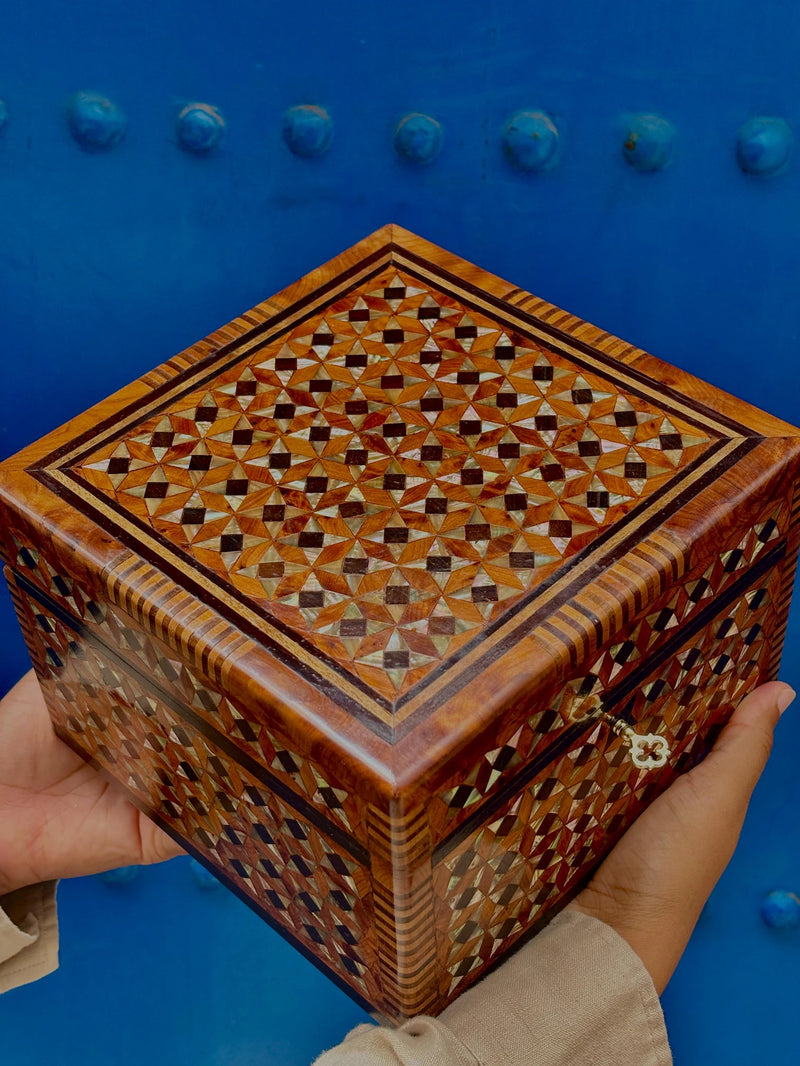 One-of-One Thuya Burl & Mother-of-Pearl Marquetry Jewelry Box