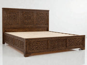 Hand-Carved Moroccan Luxury Wood Bed