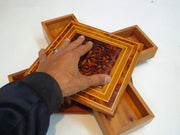 Moroccan Thuya Wood Jewelry Box – Handcrafted Carved Multi-Compartment Keepsake Box