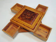 Moroccan Thuya Wood Jewelry Box – Handcrafted Carved Multi-Compartment Keepsake Box