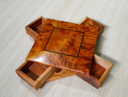 Moroccan Thuya Wood Jewelry Box – Handcrafted Carved Multi-Compartment