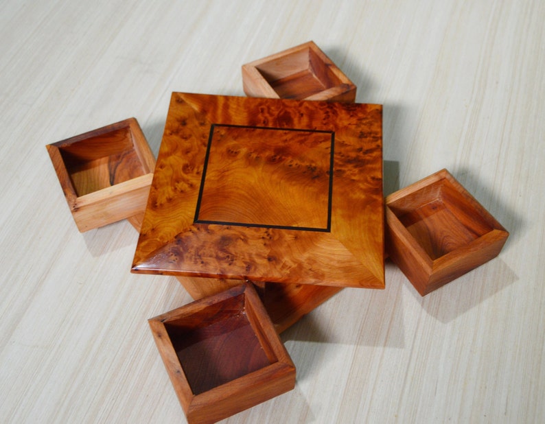 Moroccan Thuya Wood Jewelry Box – Handcrafted Carved Multi-Compartment