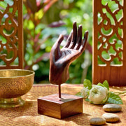 Hand-Carved Moroccan Thuya Wood Hand Sculpture – Artisan Decorative Art