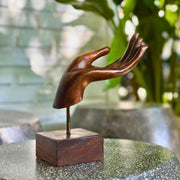 Hand-Carved Moroccan Thuya Wood Hand Sculpture – Artisan Decorative Art