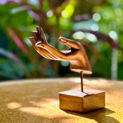 Hand-Carved Moroccan Thuya Wood Hand Sculpture – Artisan Decorative Art