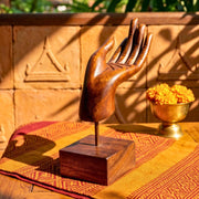 Hand-Carved Moroccan Thuya Wood Hand Sculpture – Artisan Decorative Art