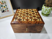 Moroccan Thuya Wood Jewelry Box with Geometric Inlay – Handcrafted in Essaouira