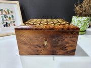 Moroccan Thuya Wood Jewelry Box with Geometric Inlay – Handcrafted in Essaouira
