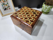 Moroccan Thuya Wood Jewelry Box with Geometric Inlay – Handcrafted in Essaouira