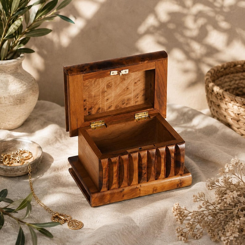 Handcrafted Wooden Puzzle Box – The Perfect Secret Stash Moroccan Thuya Wooden Jewelry or money Box thuya wood Secret opening magic box